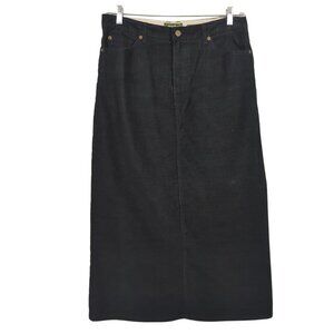 Eddie Bauer Women’s Corduroy Size 12 black Skirt Pockets Midi Straight